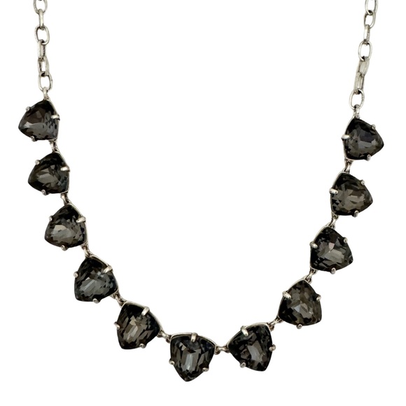 STELLA & DOT • Silver Somerveil Black Grey Crystal Necklace - Picture 1 of 10